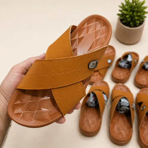 Mens Cross Strap Slide Sandals | Premium Soft 