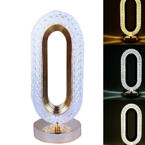 Rechargeable Crystal Oval Table Lamp Multicolor.