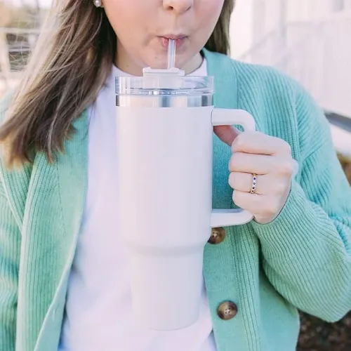 40oz Tumbler with Handle Insulated Stainless Steel - Product Image
