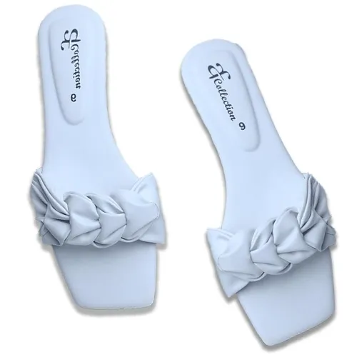 Light Blue Rexine Womens Casual Slides
