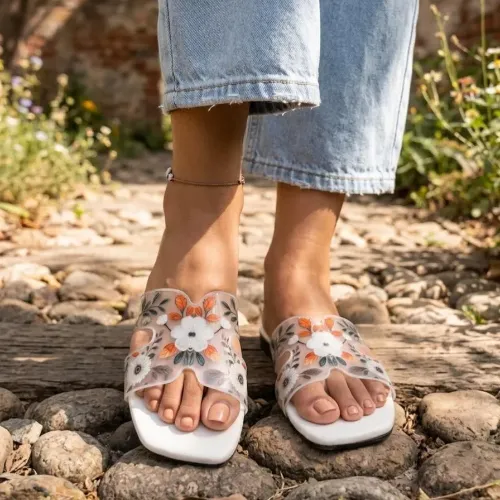 Womens Floral Flat Sandals for Summer Walk